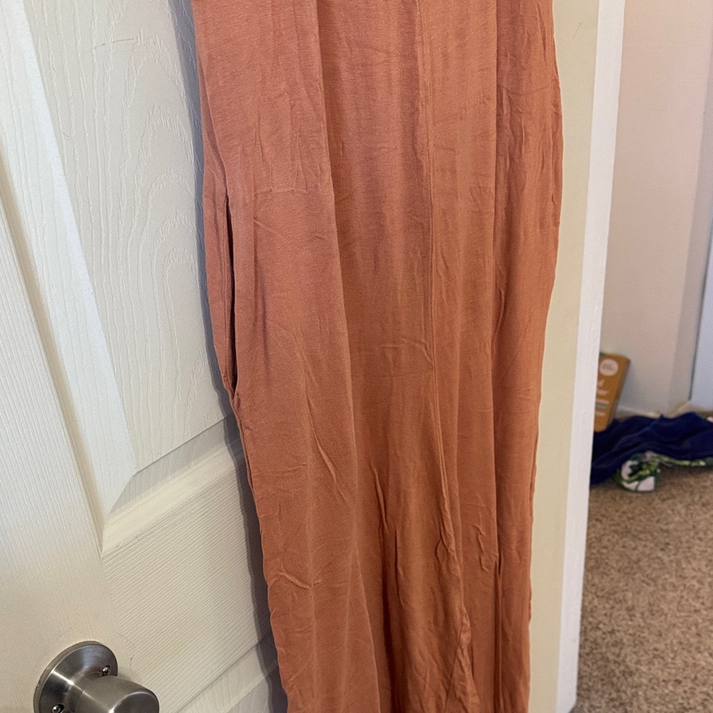 Three Bird Nest Terracotta Button-Down Jumpsuit - Picture 4 of 5